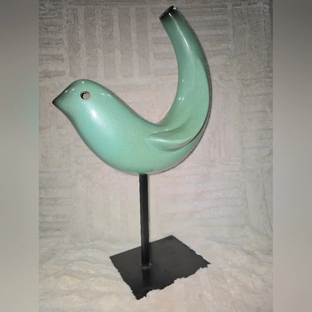 Elegant Teal Bird Sculpture